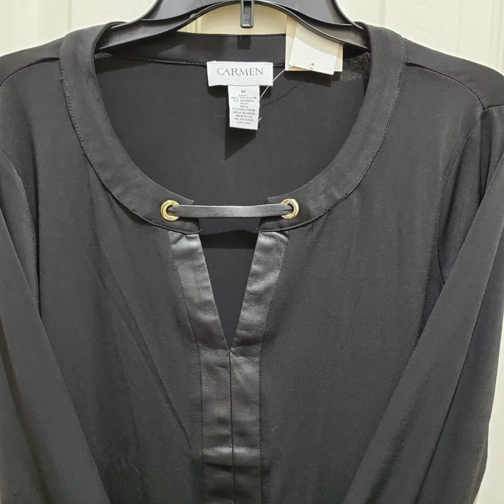 NWT: CARMEN MARO VALVO Black Long-Sleeve Medium Blouse - Picture 10 of 10